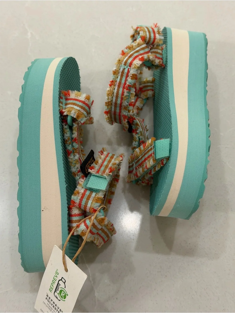 Teva Kids Midform Fray Platform Sandals Frazier Cascade Multi Size 8